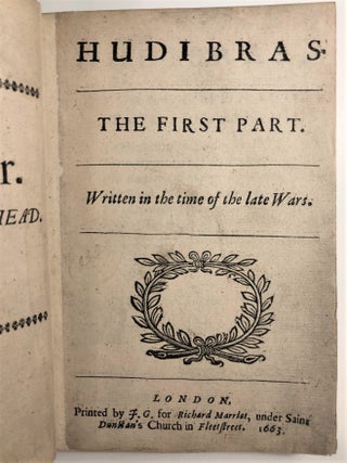 Item #14291 Hudibras. The First Part. SAMUEL BUTLER